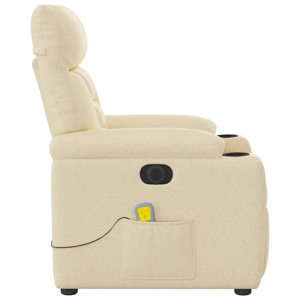 Fauteuil inclinable de massage électrique crème tissu Fauteuils vidaXL