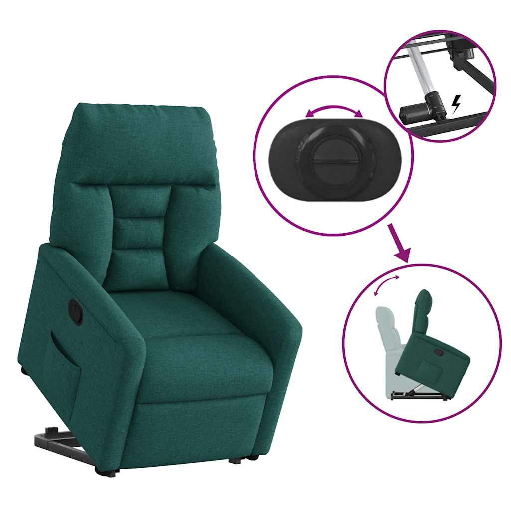 Fauteuil inclinable vert foncé tissu - XIOS