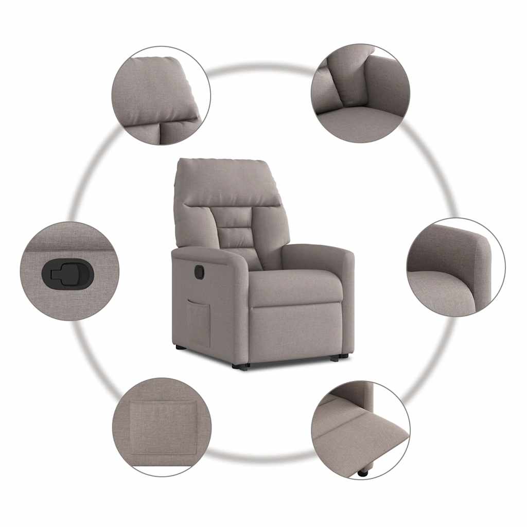 Fauteuil inclinable taupe tissu - XIOS