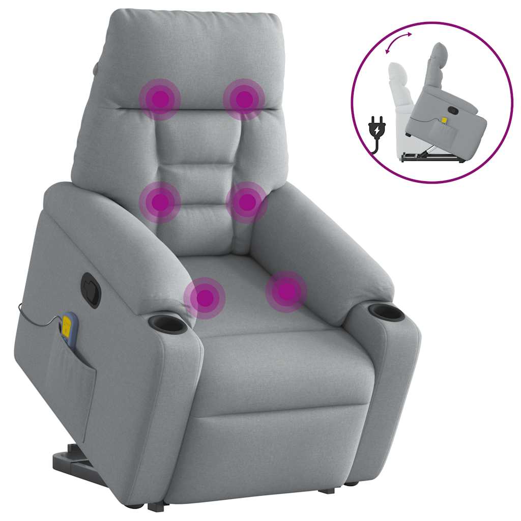 Fauteuil de massage inclinable Gris clair Tissu
