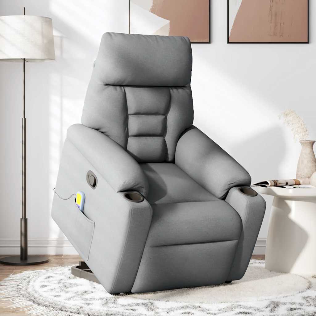 Fauteuil de massage inclinable Gris clair Tissu