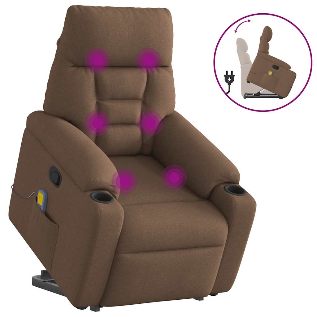 Fauteuil de massage inclinable Marron Tissu