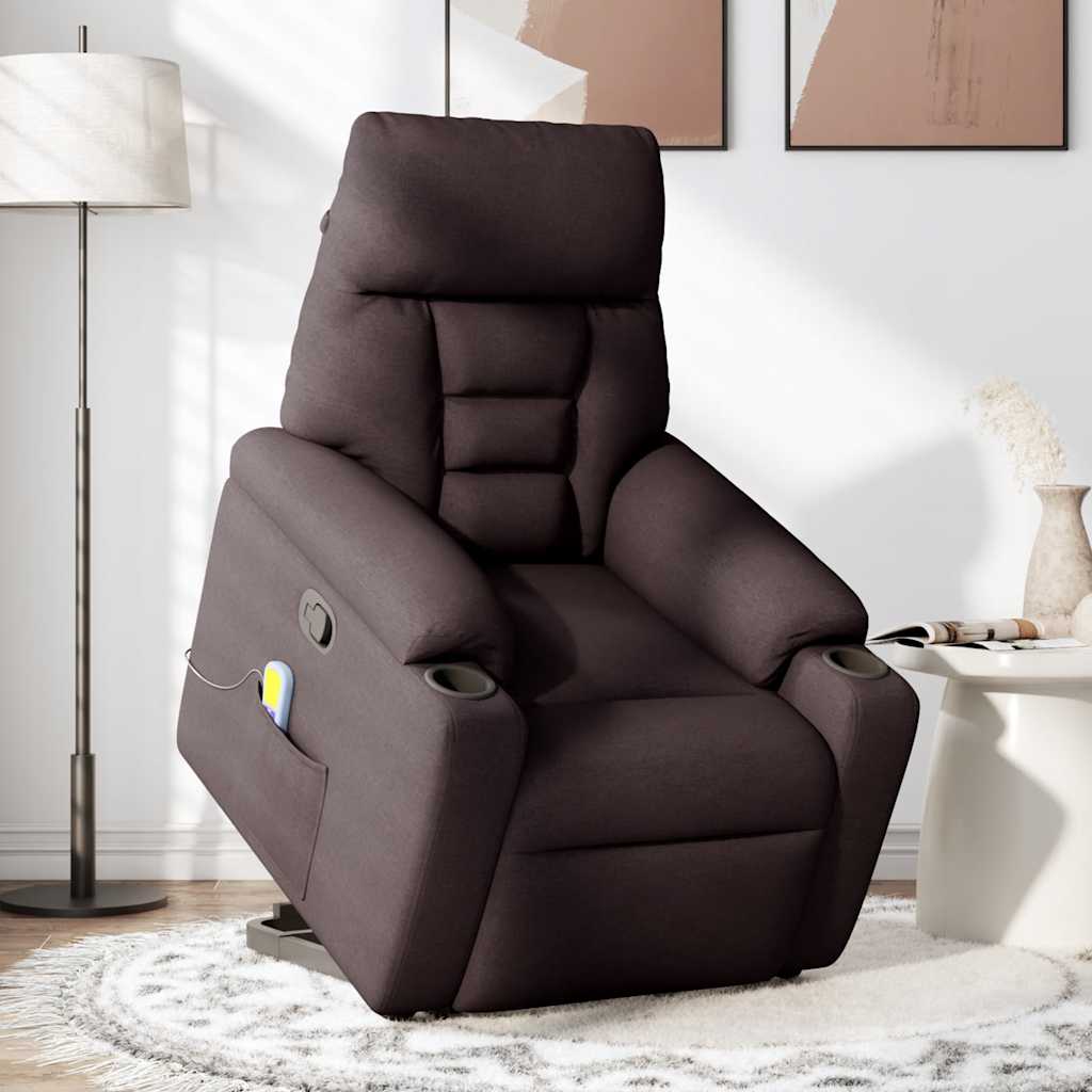 Fauteuil inclinable de massage Marron foncé Tissu Fauteuils vidaXL