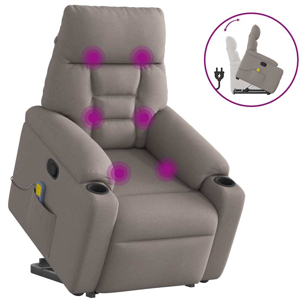 Fauteuil inclinable de massage Taupe Tissu