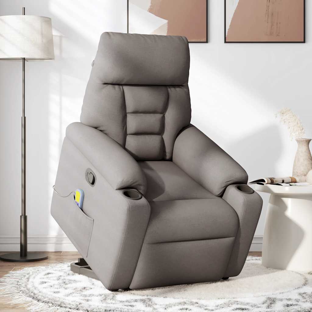 Fauteuil inclinable de massage Taupe Tissu