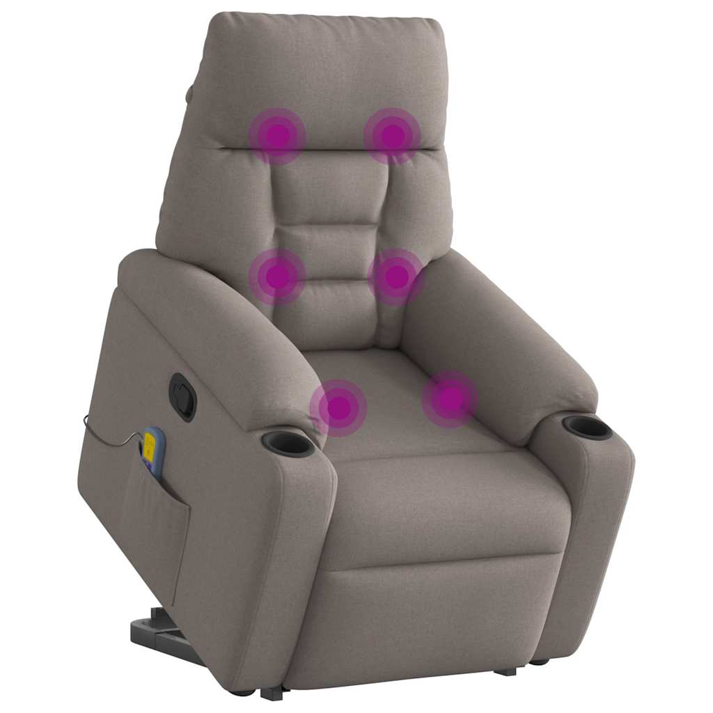 Fauteuil inclinable de massage Taupe Tissu