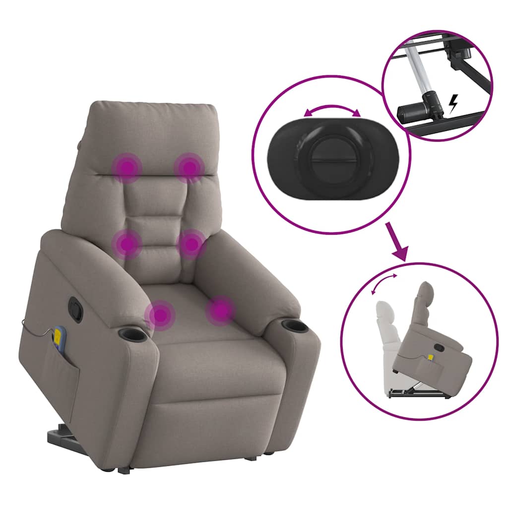 Fauteuil inclinable de massage Taupe Tissu