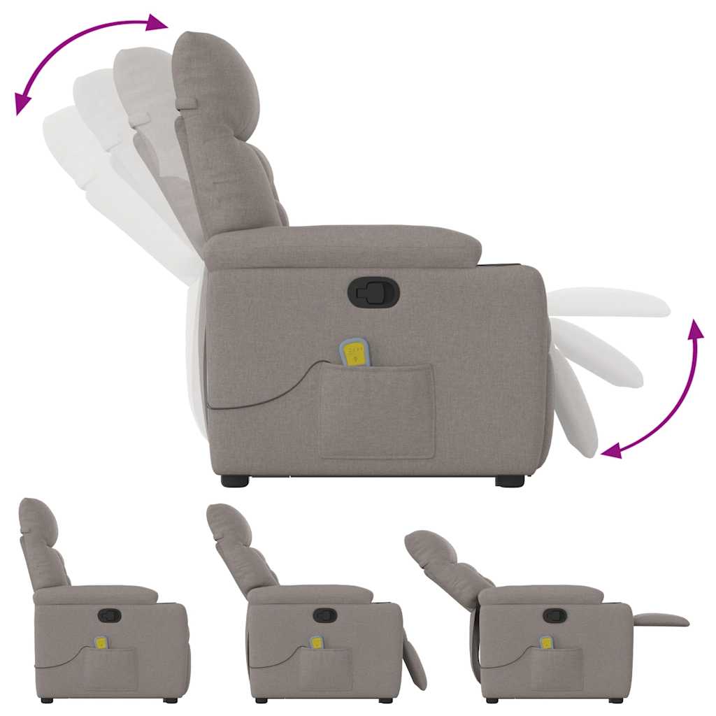 Fauteuil inclinable de massage Taupe Tissu