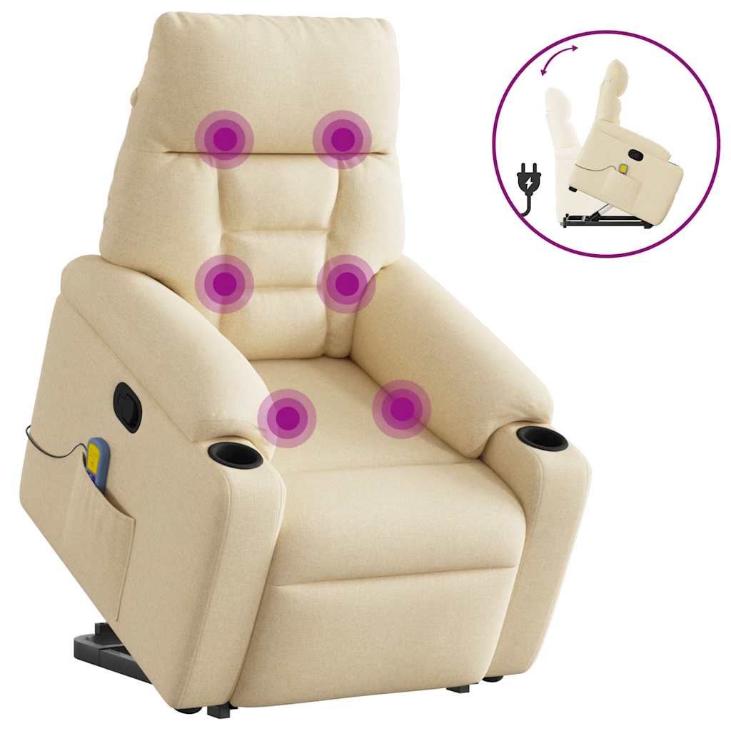 Fauteuil inclinable de massage Crème Tissu Fauteuils vidaXL