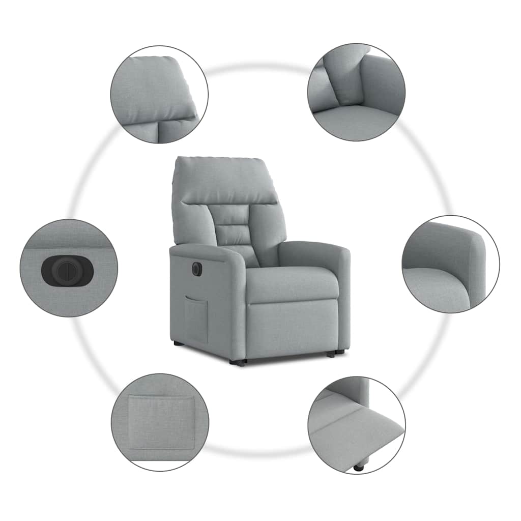 Fauteuil inclinable électrique gris clair tissu - XIOS