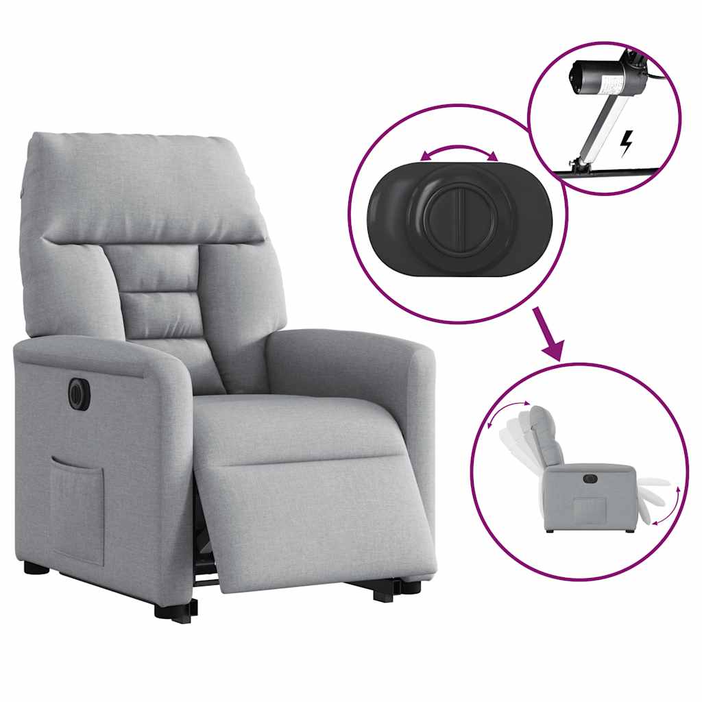 Fauteuil inclinable électrique gris clair tissu - XIOS