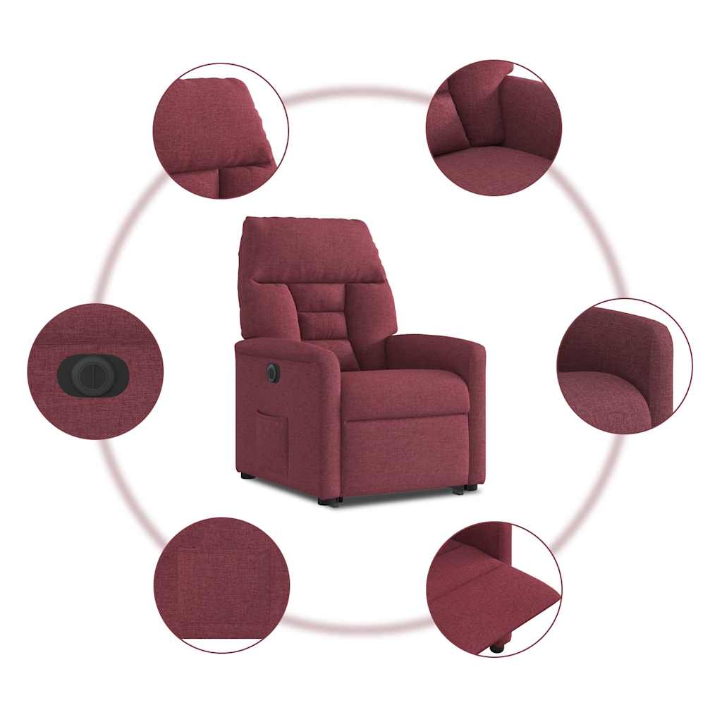 Fauteuil inclinable électrique rouge bordeaux tissu - XIOS