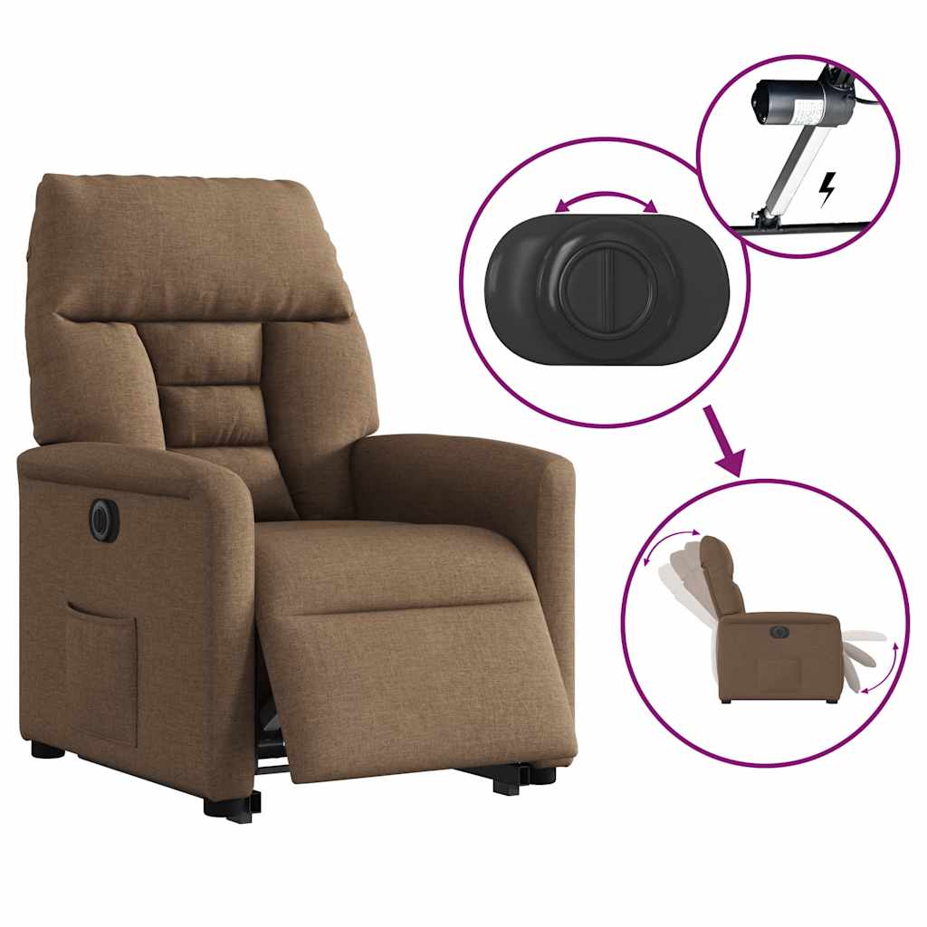 Fauteuil inclinable électrique marron tissu - XIOS