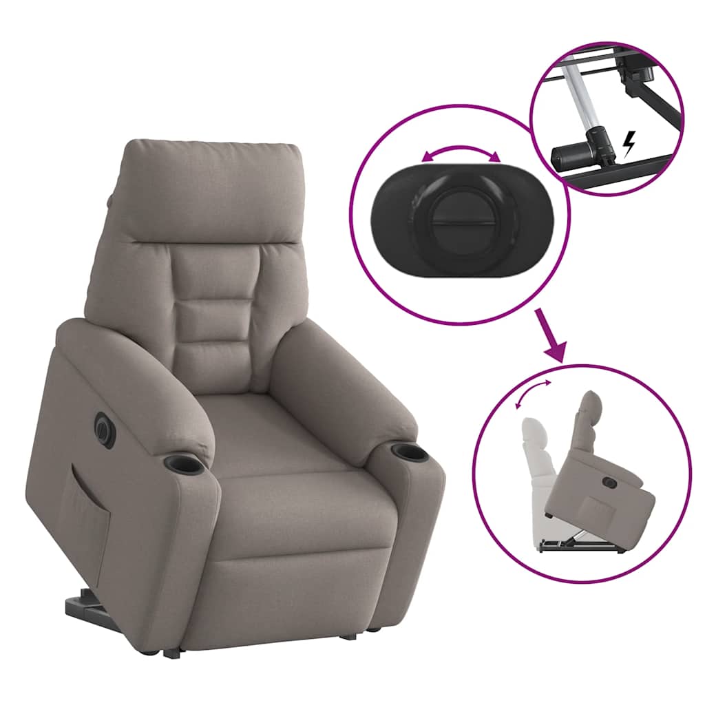 Fauteuil inclinable électrique taupe tissu