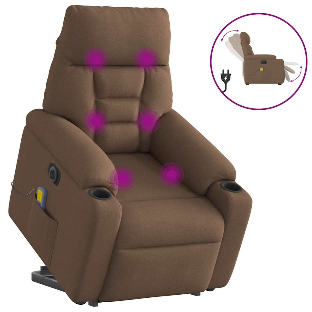 Fauteuil inclinable de massage électrique Marron Tissu Fauteuils vidaXL