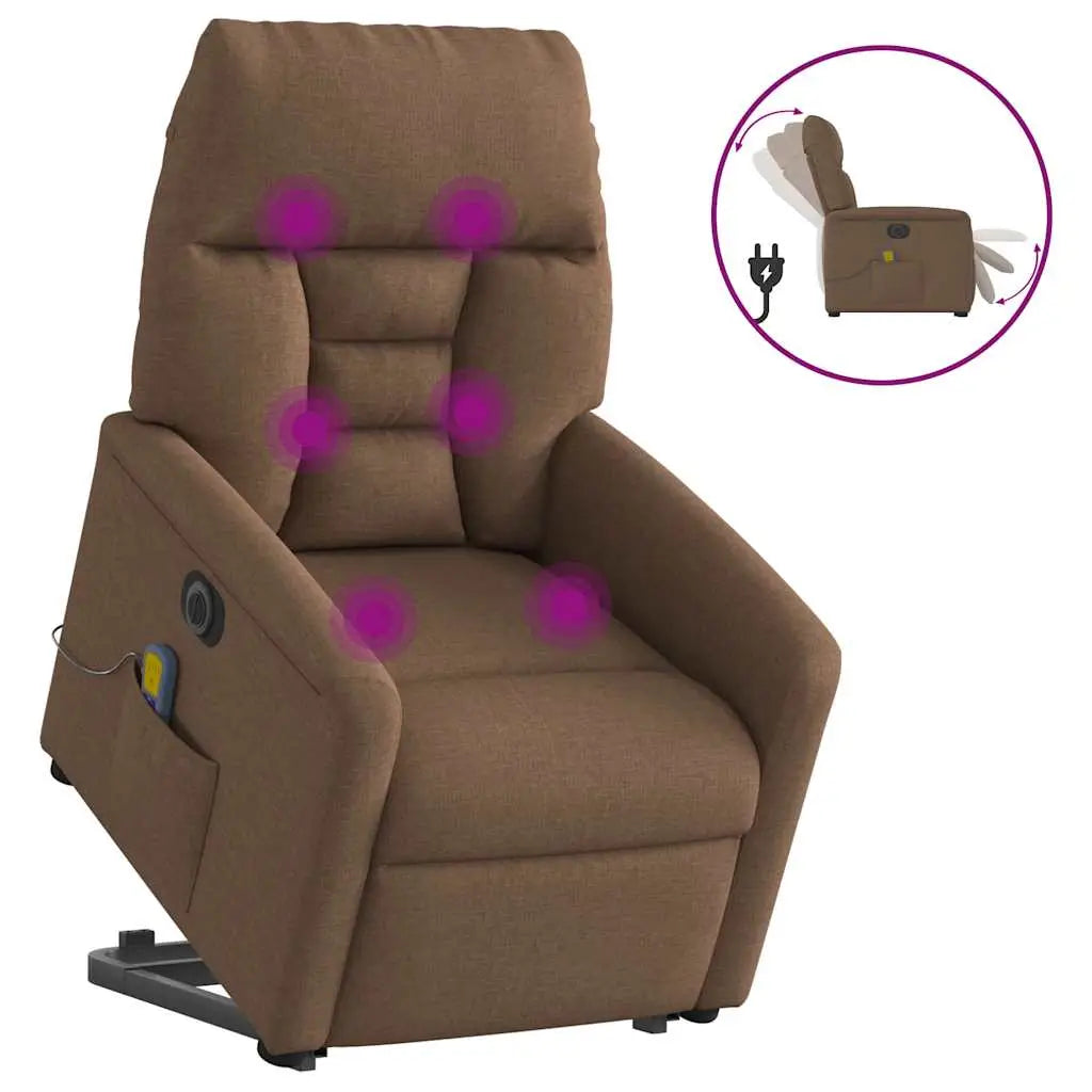 Fauteuil inclinable de massage électrique Marron Tissu - XIOS