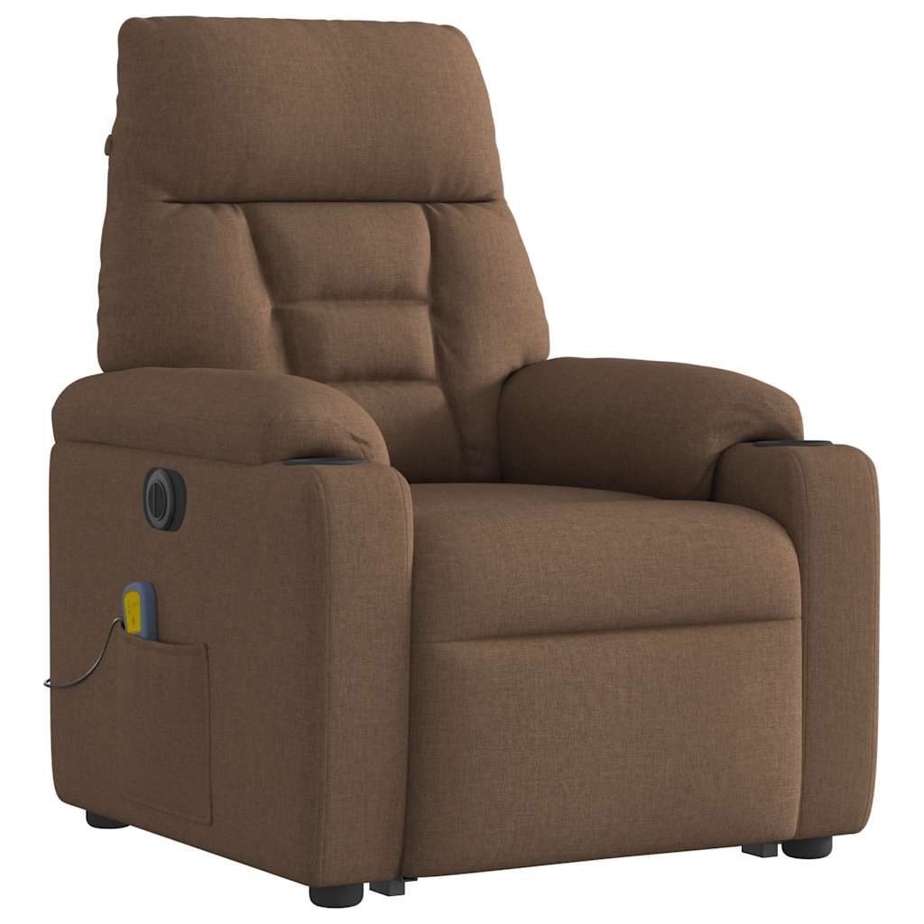 Fauteuil inclinable de massage électrique Marron Tissu Fauteuils vidaXL