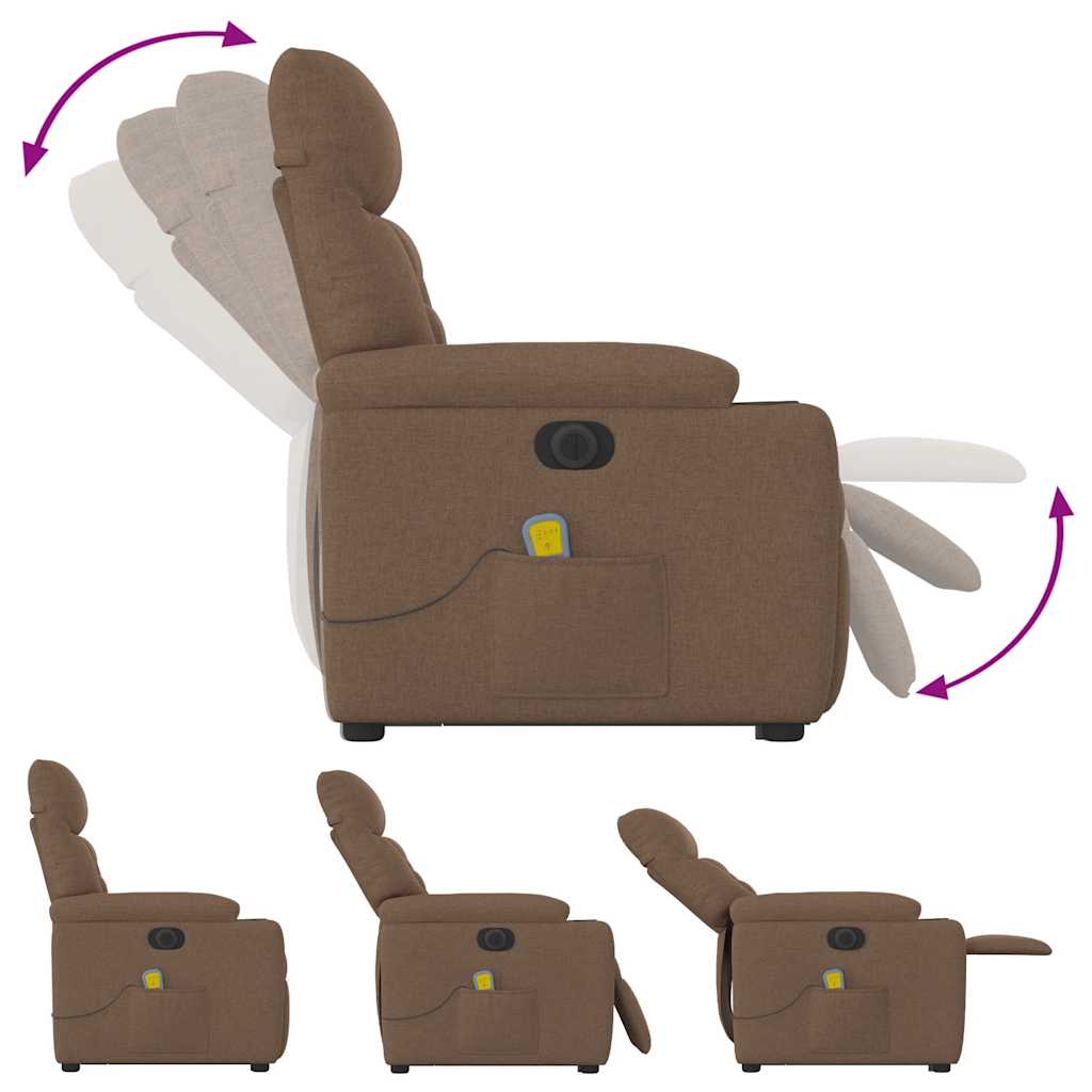 Fauteuil inclinable de massage électrique Marron Tissu Fauteuils vidaXL