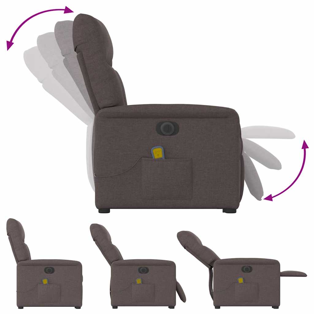 Fauteuil inclinable de massage électrique Marron foncé Tissu - XIOS