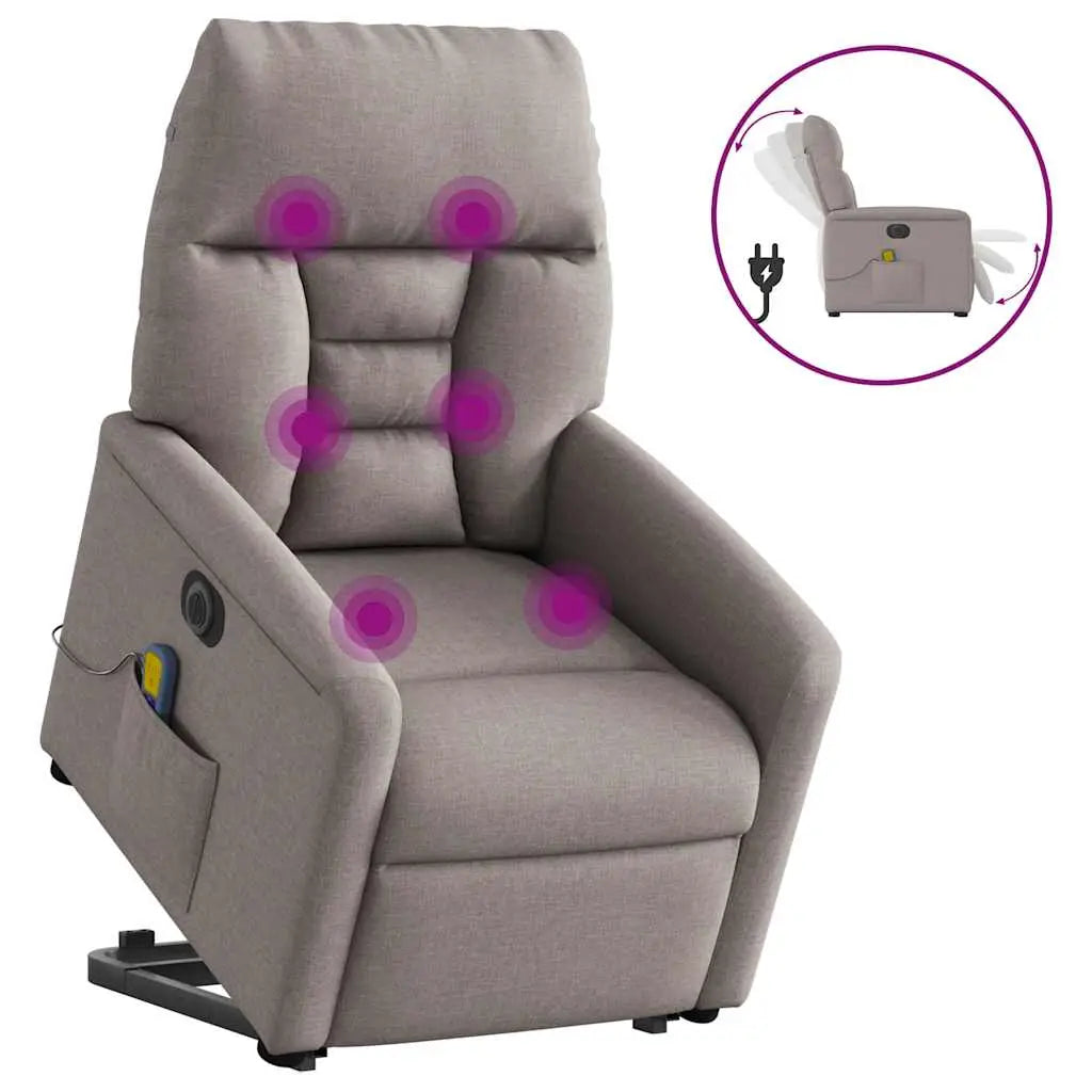 Fauteuil inclinable de massage électrique Taupe Tissu - XIOS