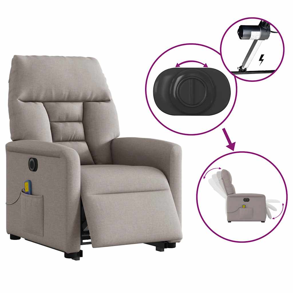 Fauteuil inclinable de massage électrique Taupe Tissu - XIOS