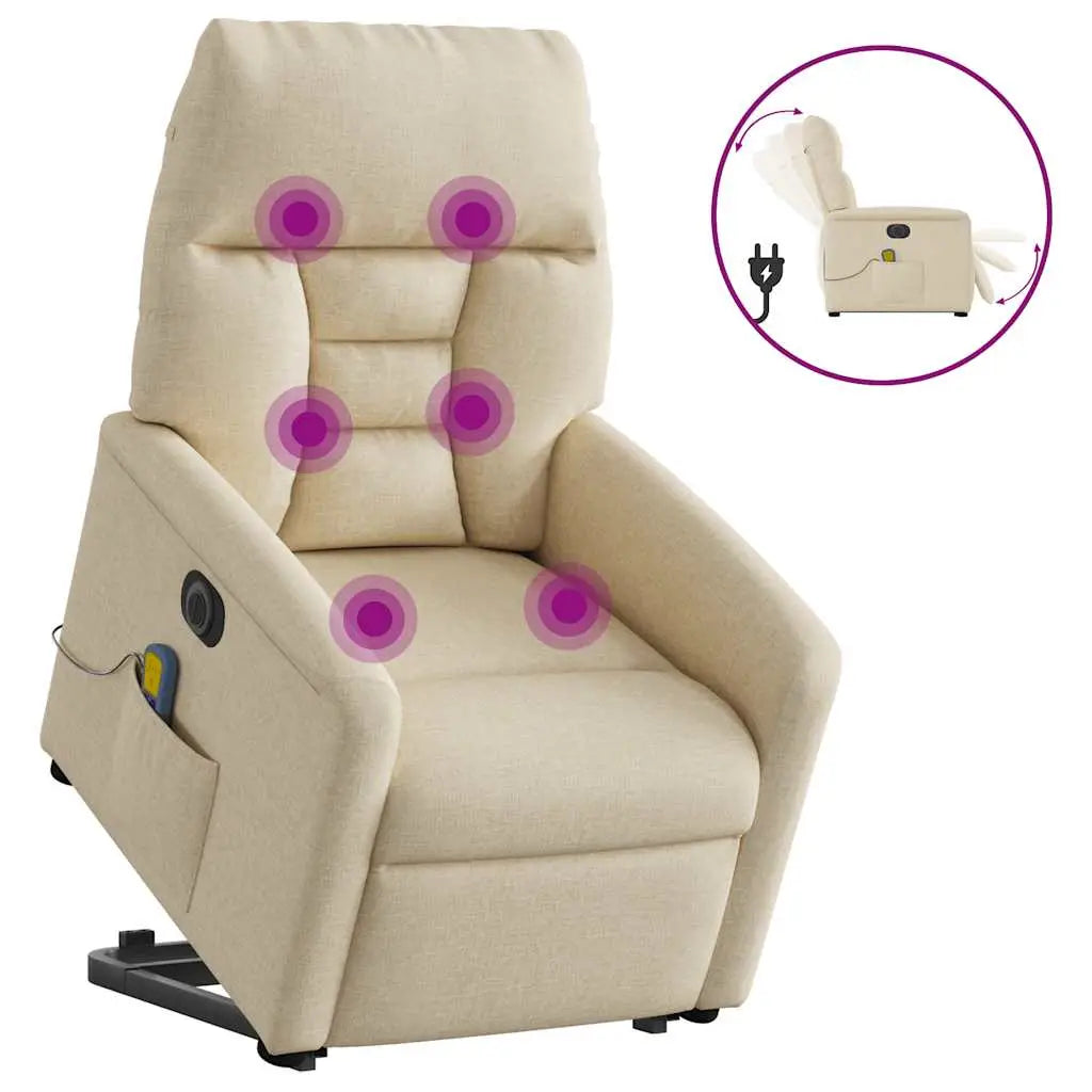 Fauteuil inclinable de massage électrique Crème Tissu - XIOS