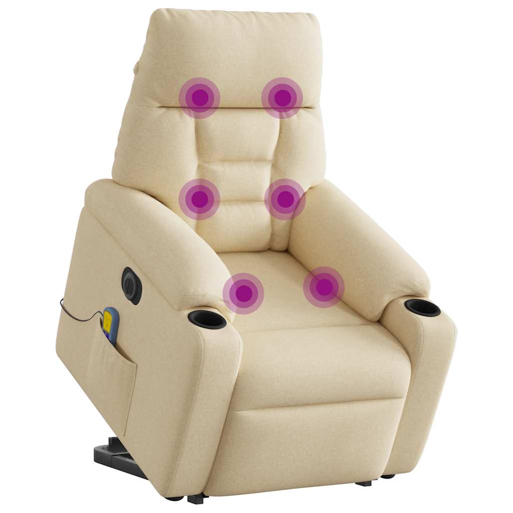 Fauteuil inclinable de massage électrique Crème Tissu Fauteuils vidaXL