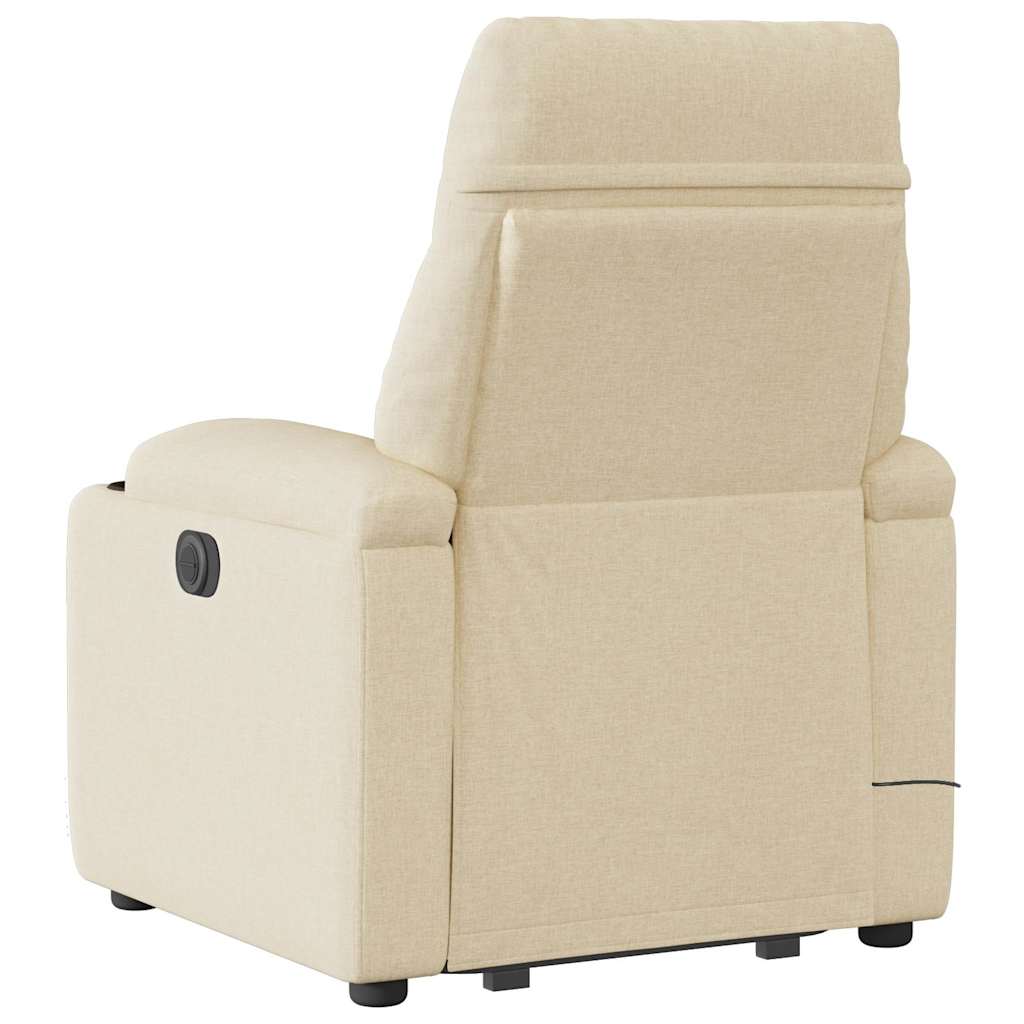 Fauteuil inclinable de massage électrique Crème Tissu Fauteuils vidaXL
