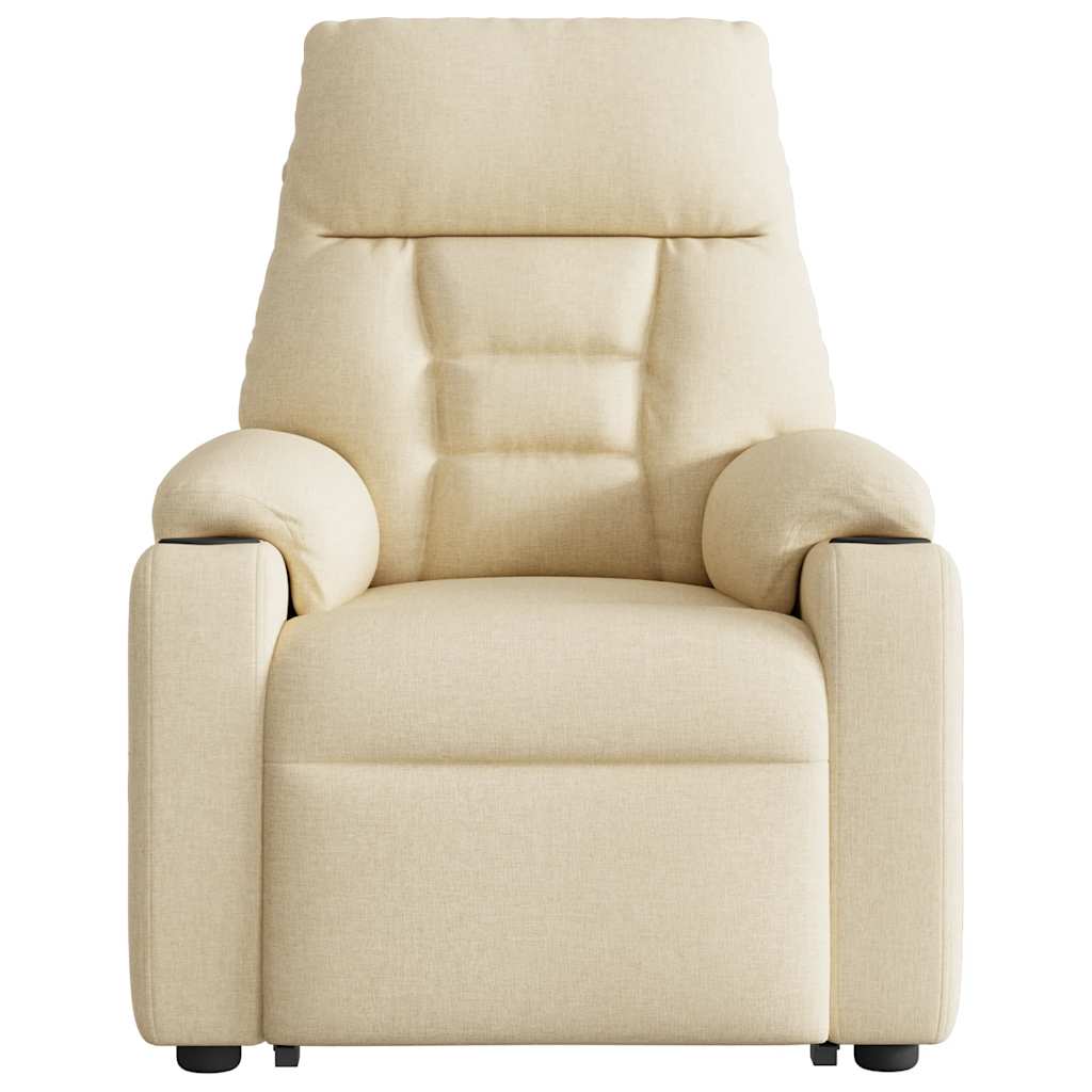 Fauteuil inclinable de massage électrique Crème Tissu Fauteuils vidaXL