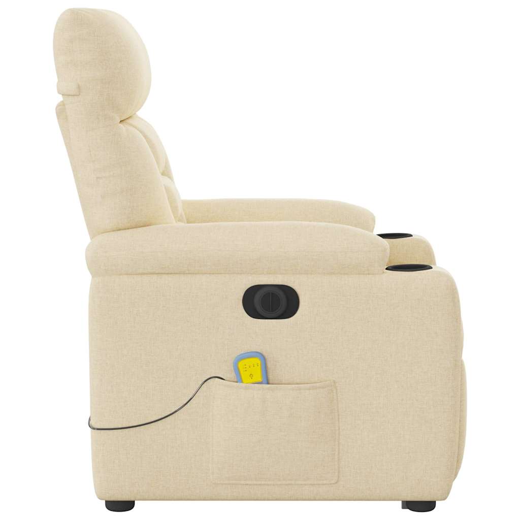 Fauteuil inclinable de massage électrique Crème Tissu Fauteuils vidaXL