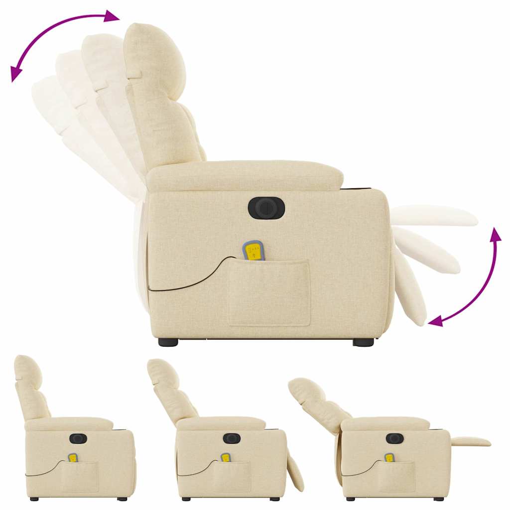 Fauteuil inclinable de massage électrique Crème Tissu Fauteuils vidaXL
