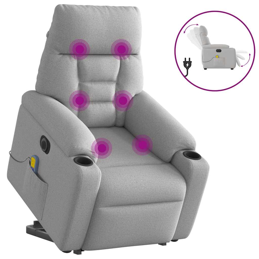 Fauteuil inclinable de massage électrique gris nuage tissu