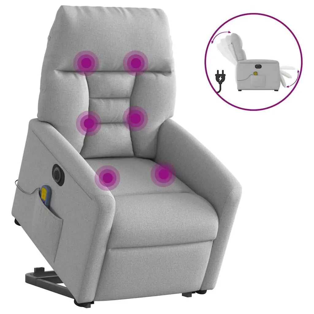 Fauteuil inclinable de massage électrique gris nuage tissu - XIOS