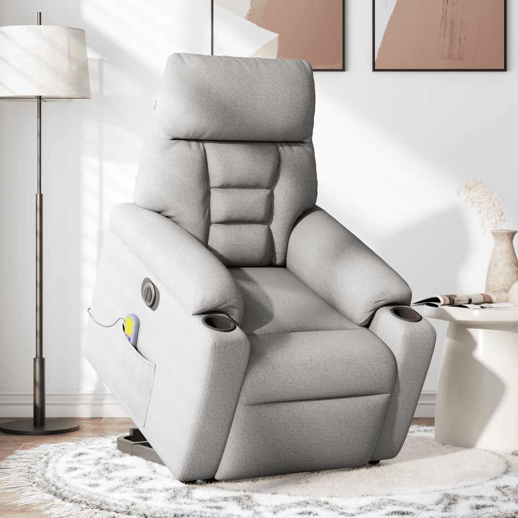Fauteuil inclinable de massage électrique gris nuage tissu