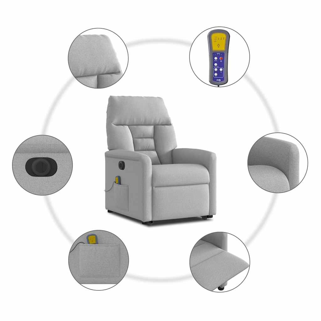 Fauteuil inclinable de massage électrique gris nuage tissu