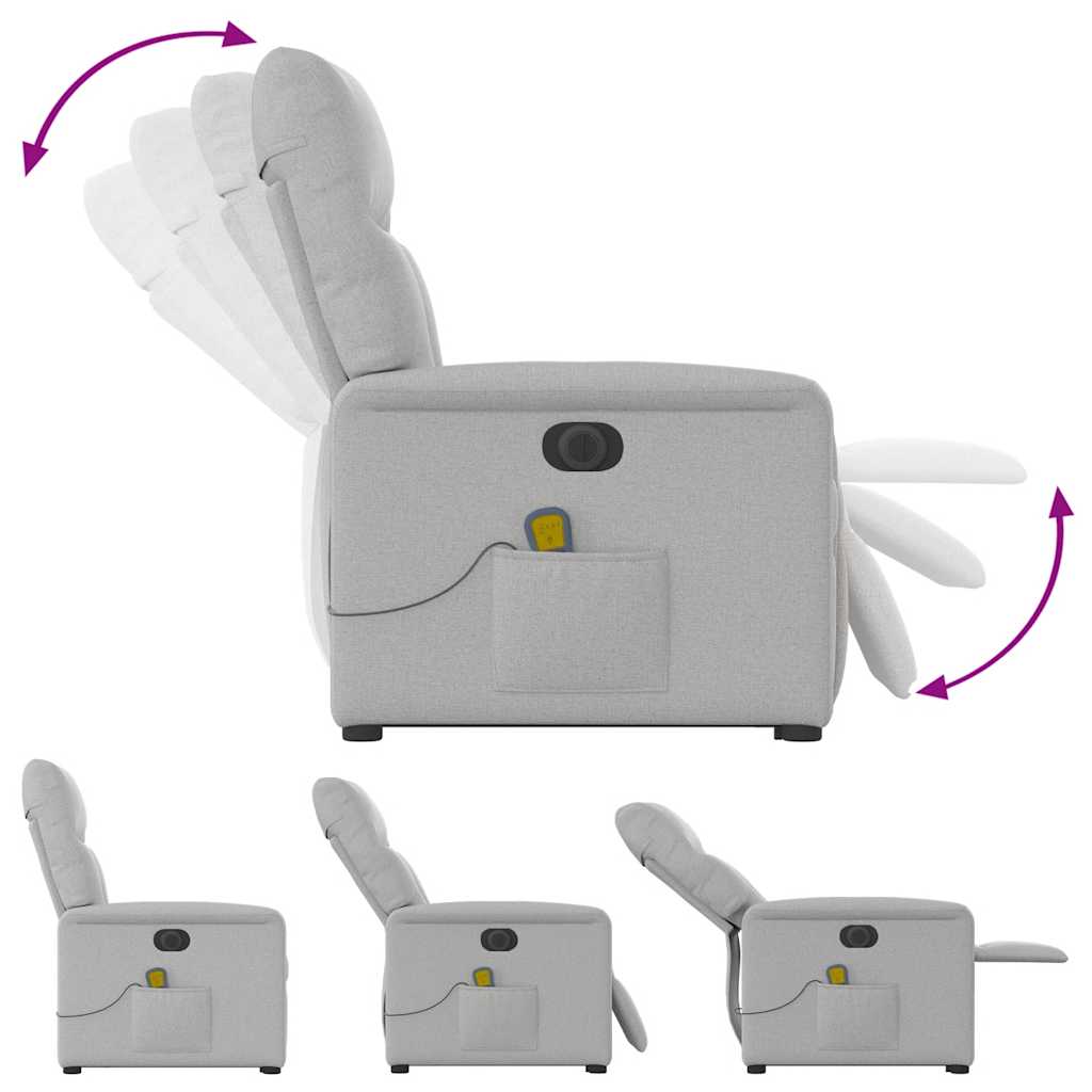Fauteuil inclinable de massage électrique gris nuage tissu - XIOS