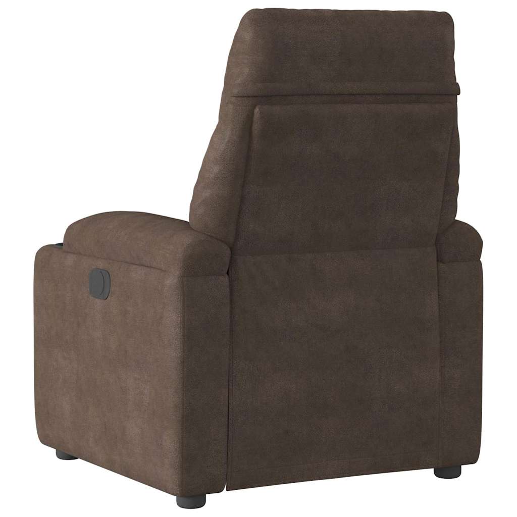 Fauteuil inclinable électrique marron tissu microfibre