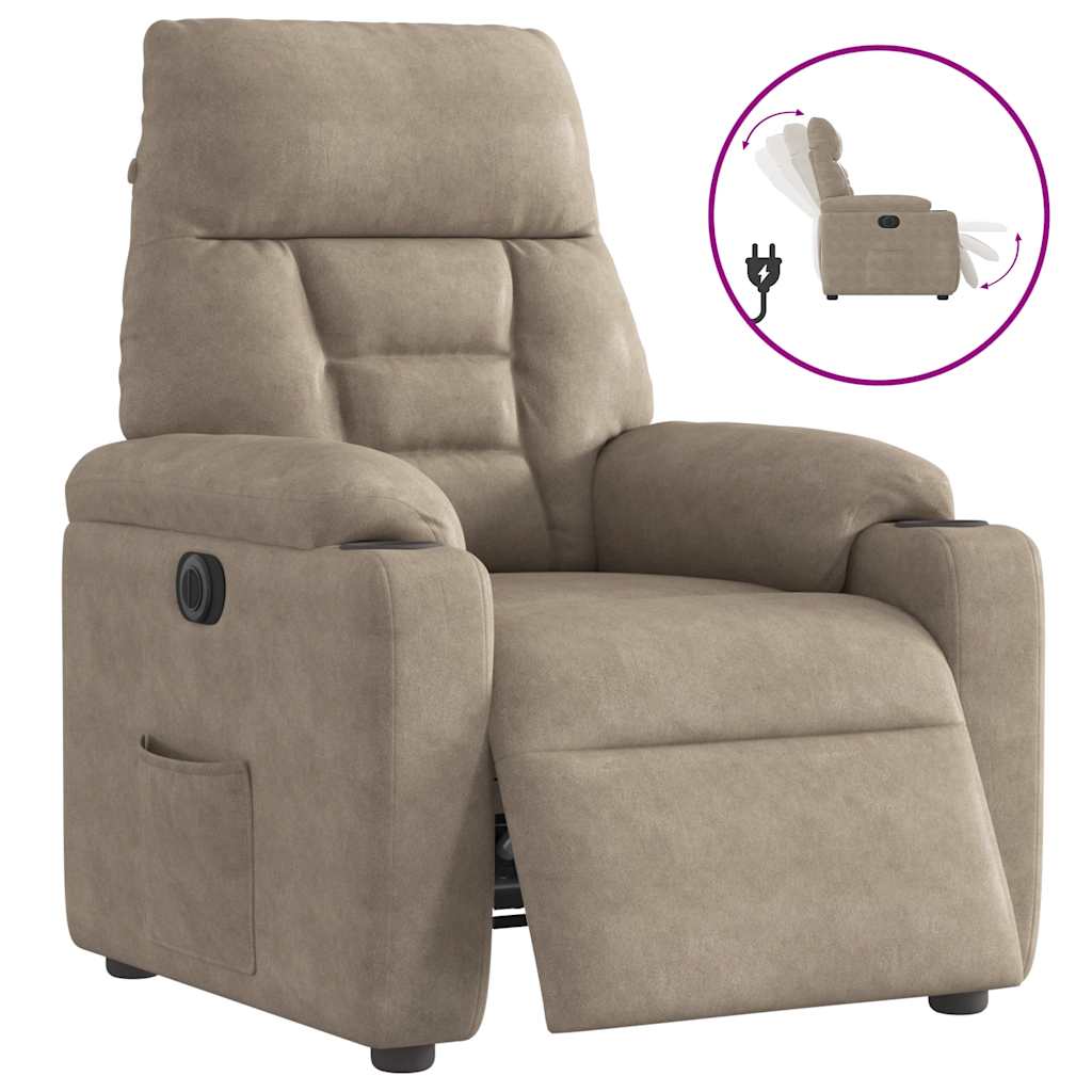Fauteuil inclinable électrique taupe tissu microfibre