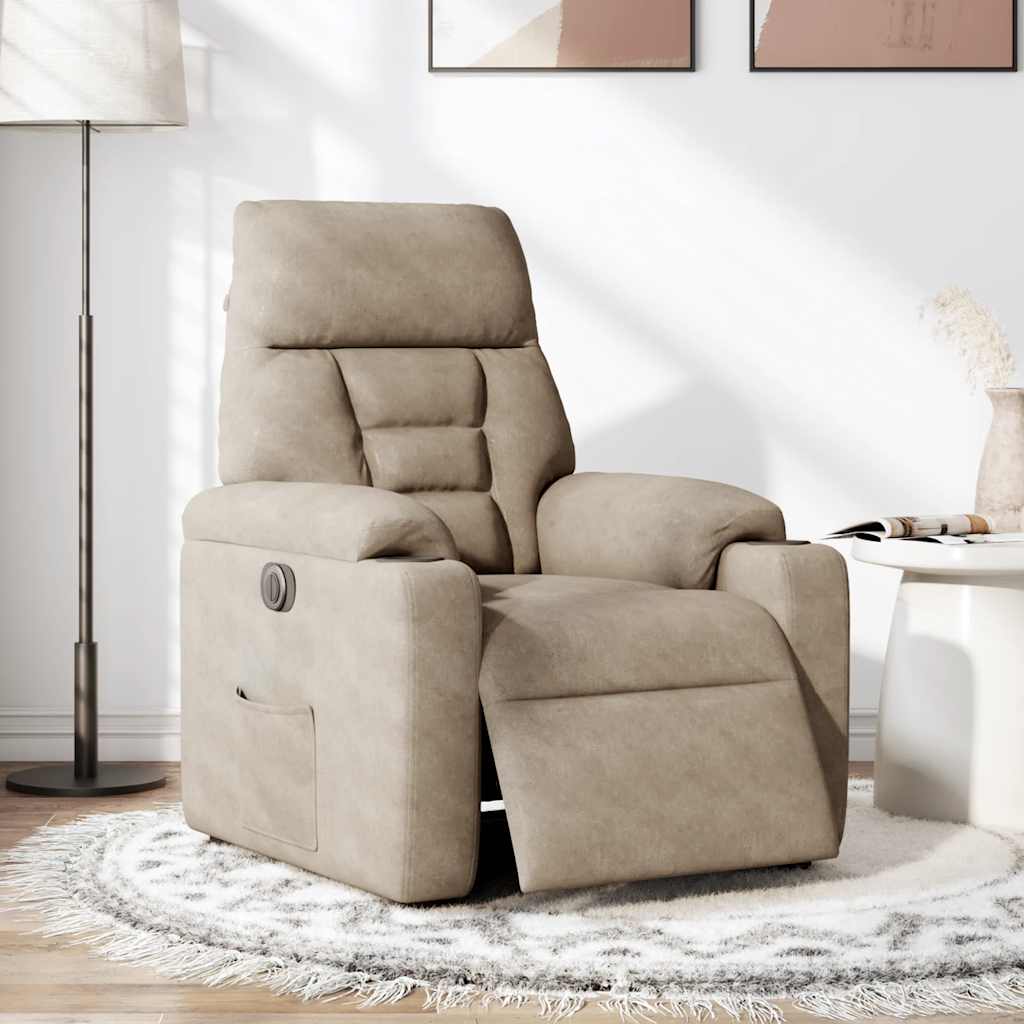 Fauteuil inclinable électrique taupe tissu microfibre