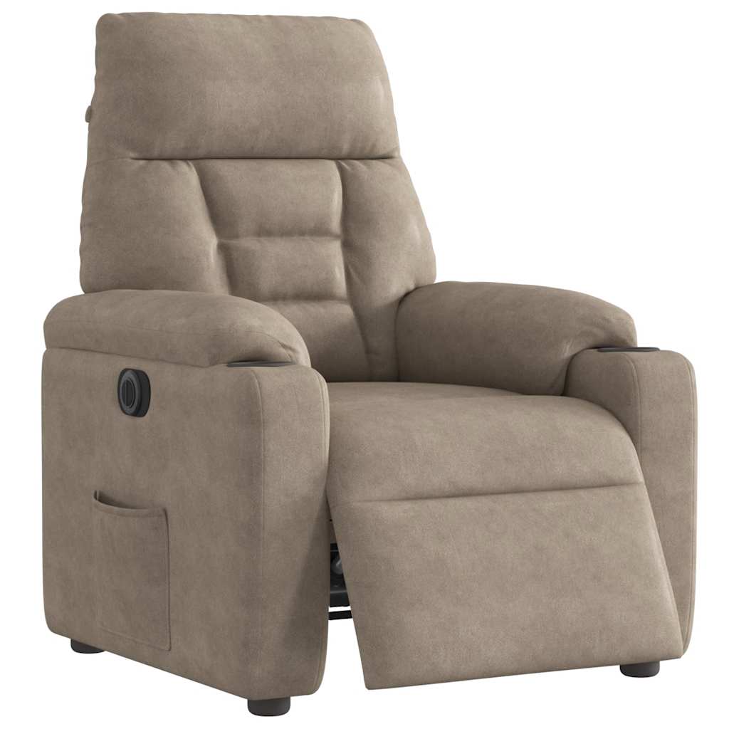 Fauteuil inclinable électrique taupe tissu microfibre