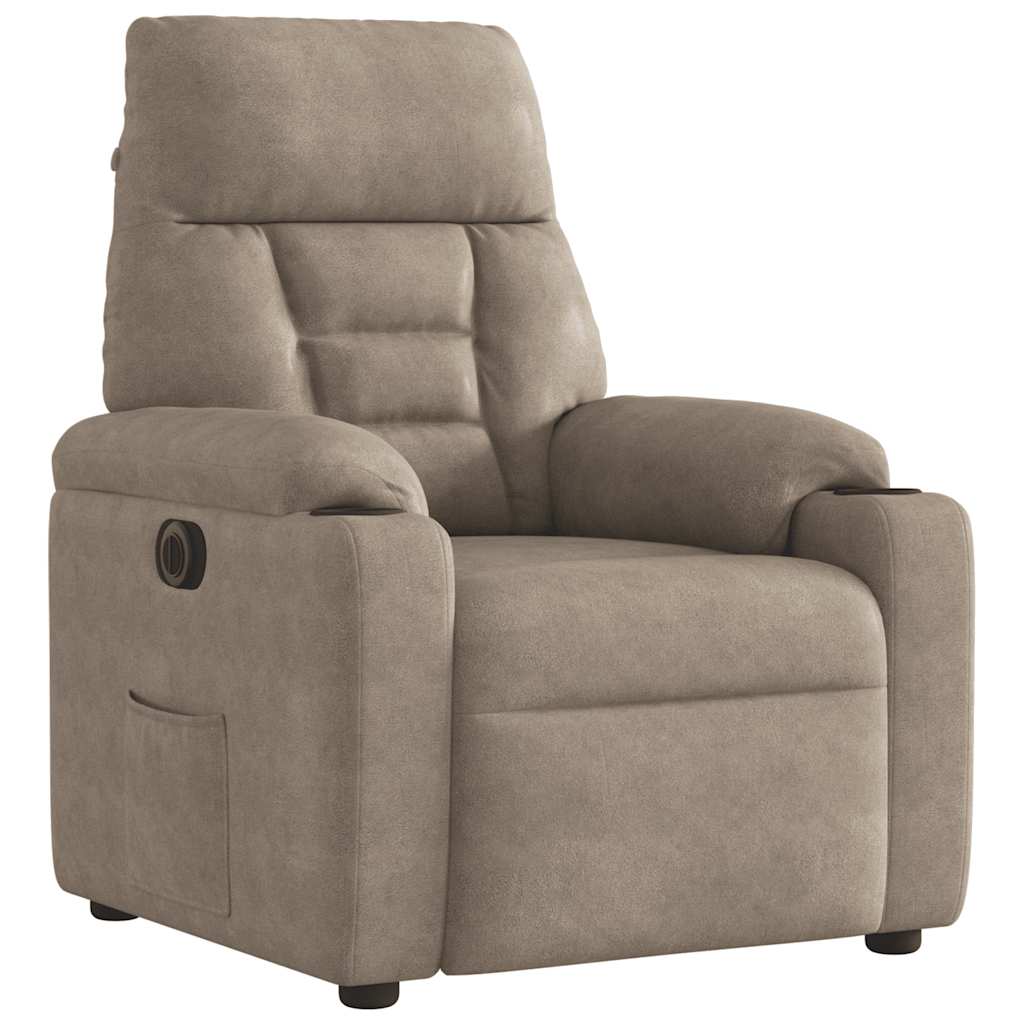 Fauteuil inclinable électrique taupe tissu microfibre