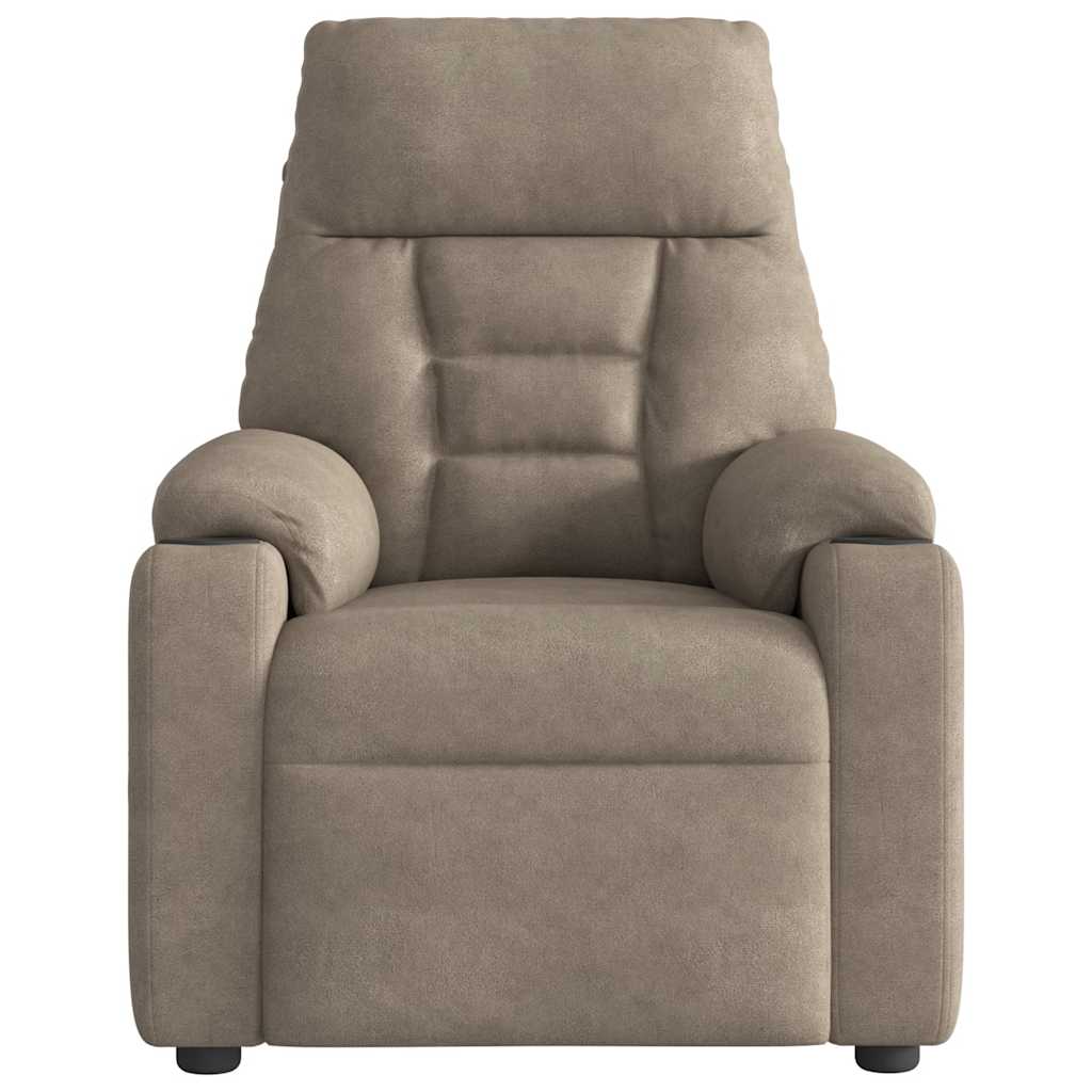 Fauteuil inclinable électrique taupe tissu microfibre