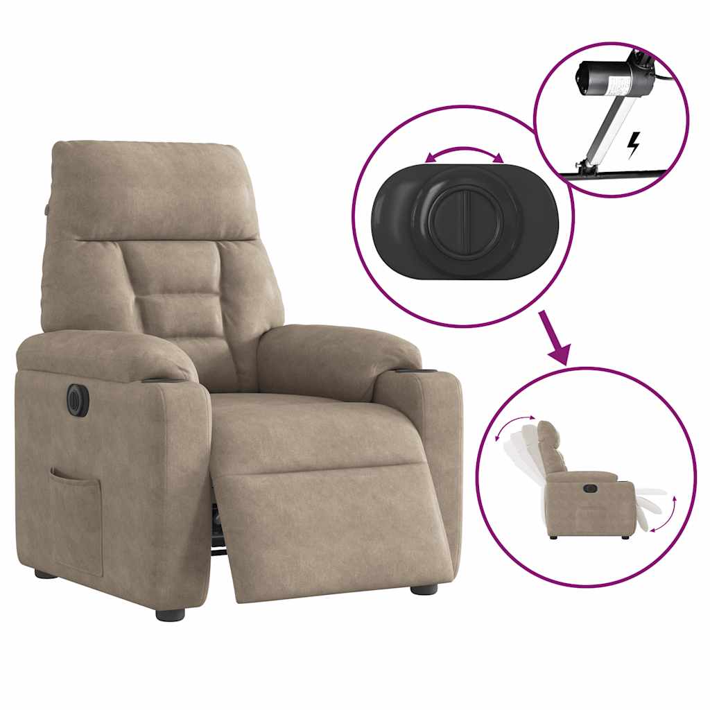 Fauteuil inclinable électrique taupe tissu microfibre