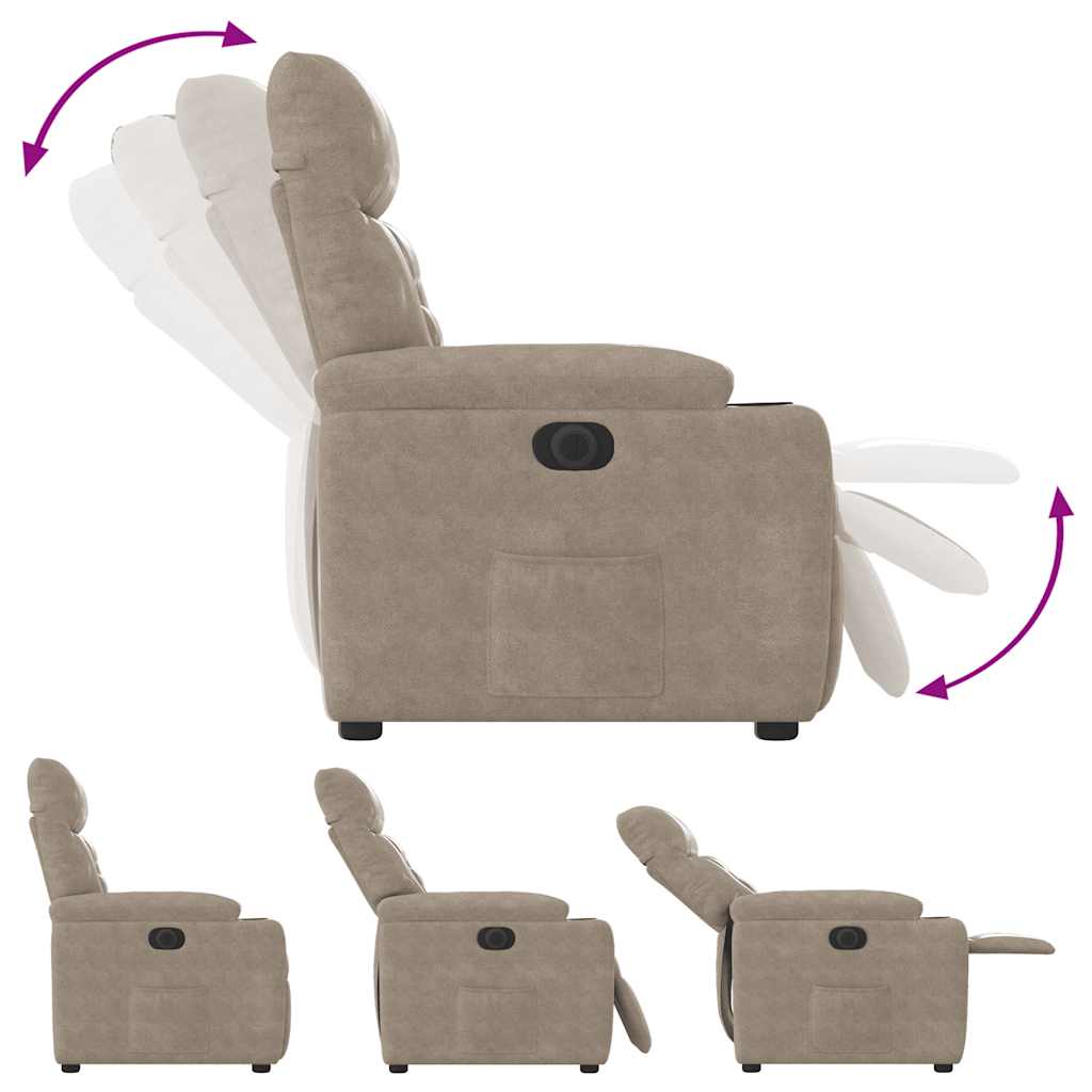 Fauteuil inclinable électrique taupe tissu microfibre