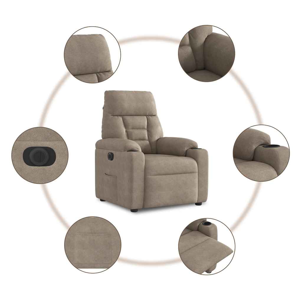 Fauteuil inclinable électrique taupe tissu microfibre