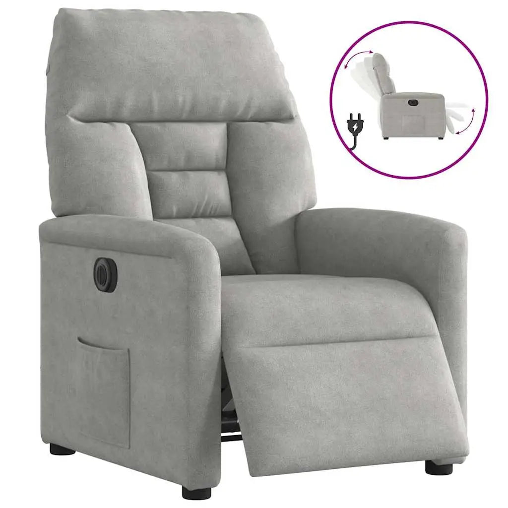 Fauteuil inclinable électrique gris clair tissu microfibre - XIOS