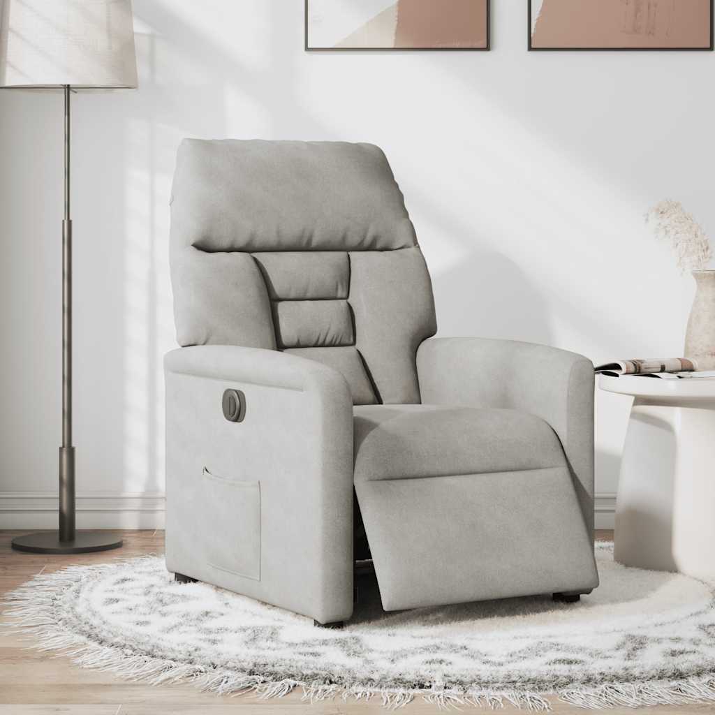 Fauteuil inclinable électrique gris clair tissu microfibre - XIOS