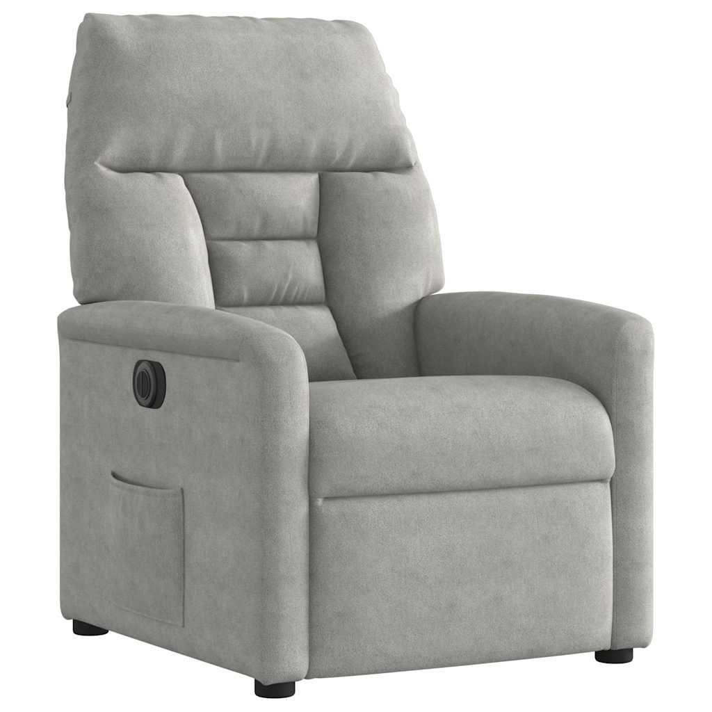 Fauteuil inclinable électrique gris clair tissu microfibre - XIOS