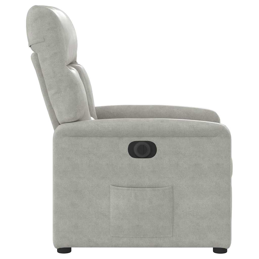Fauteuil inclinable électrique gris clair tissu microfibre - XIOS