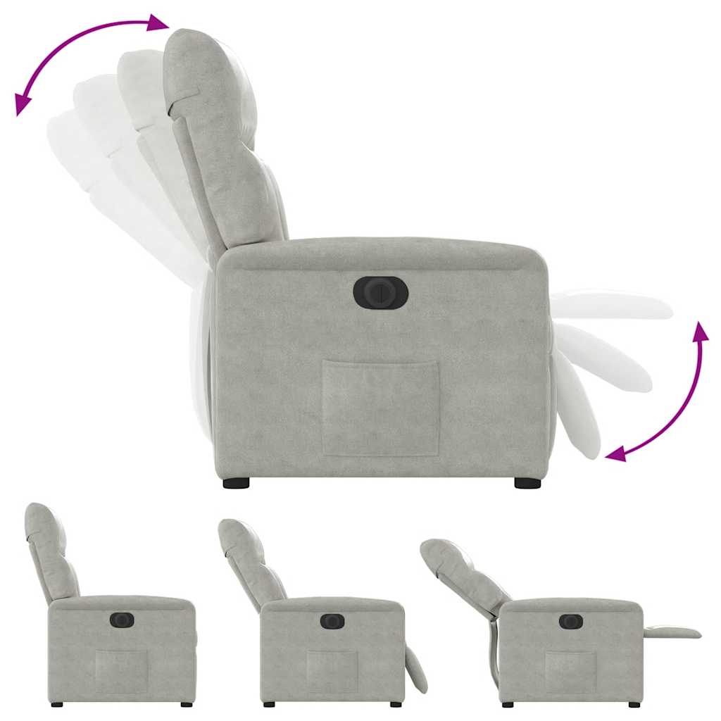 Fauteuil inclinable électrique gris clair tissu microfibre - XIOS